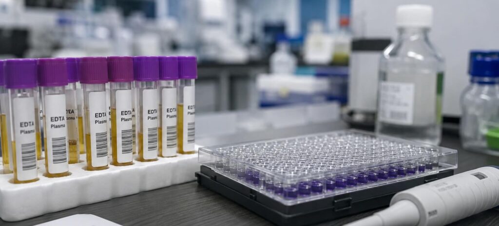 EDTA plasma samples and 96-well plate for an EV-based liquid biopsy assay