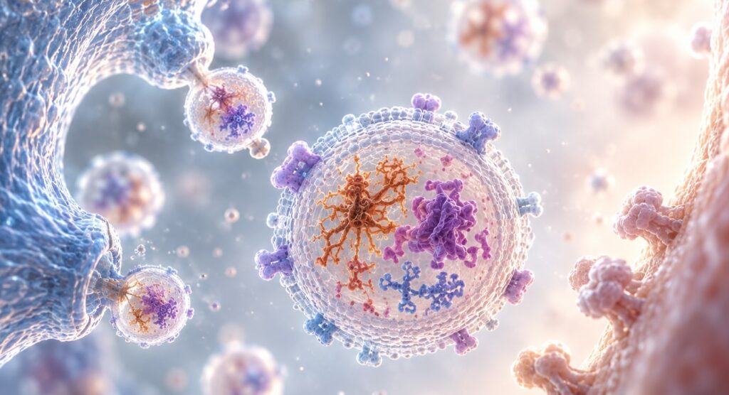 Extracellular vesicles carrying misfolded proteins between cells in neurodegeneration.